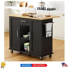 Versatile Kitchen Island Cart with Wheels & Ample Storage - Perfect for Dining