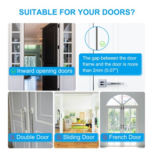 2Pcs Home Security Door Lock Aluminum Reinforcement Lock Withstand 800Lbs Silver - Imagen 5 de 7