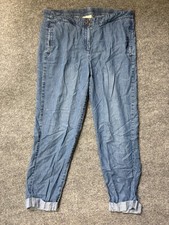 J. Jill Pants Womens Size 12 Blue Denim Tencel Linen Cuffed