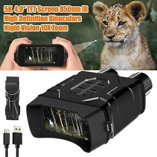 5K Full HD Night Vision Goggles Infrared Binoculars for Hunting 10x Digital Zoom