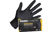 SAS Raven Black Nitrile Gloves Powder Free 7mil (10/Boxes of 100) (Medium)