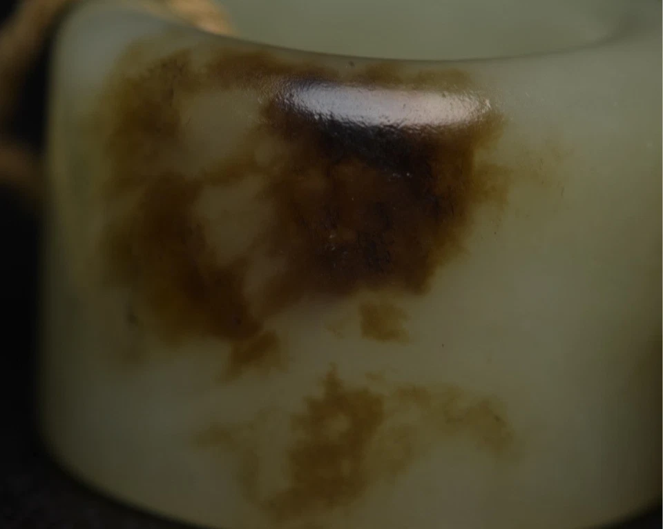 Anel chinês esculpido em jade branco nefrite polegar arqueiro renascimento - Imagem 4 de 4