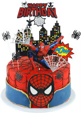 Spiderman Theme Birthday Cake Topper – Happy Birthday Superhero Party Decoration