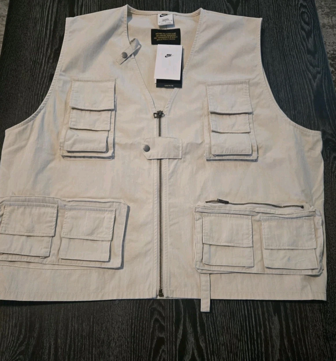 Nike Life Utility Vest Loose Fit Multi-Function Beige Mens Large Tall