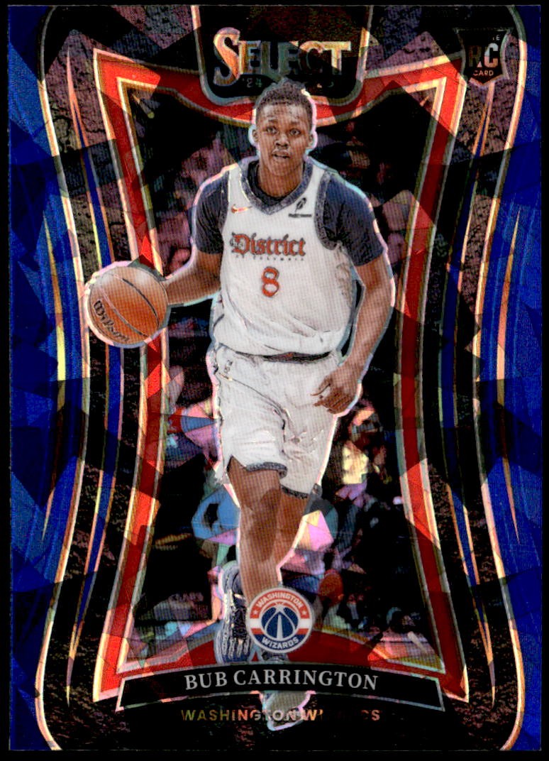 2024-25 Panini Select #386 Bub Carrington Blue Cracked Ice Prizm Rookie E1