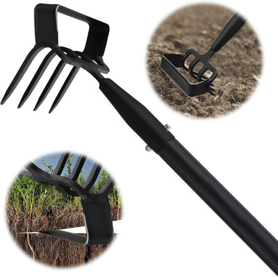 Garden Hoe, 62 Inch Weed Tool, Long Soil Tiller Cultivator, Heavy Duty Metal Sti