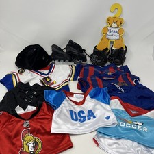LOT of Build A Bear SOCCER ICE HOCKEY Cleets Skates Helmet Variety of Jerseys