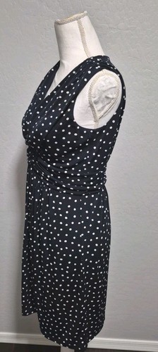 ANN TAYLOR Sleeveless Black Polka Dot Fit & Flare Dress Size 2 - Picture 2 of 7