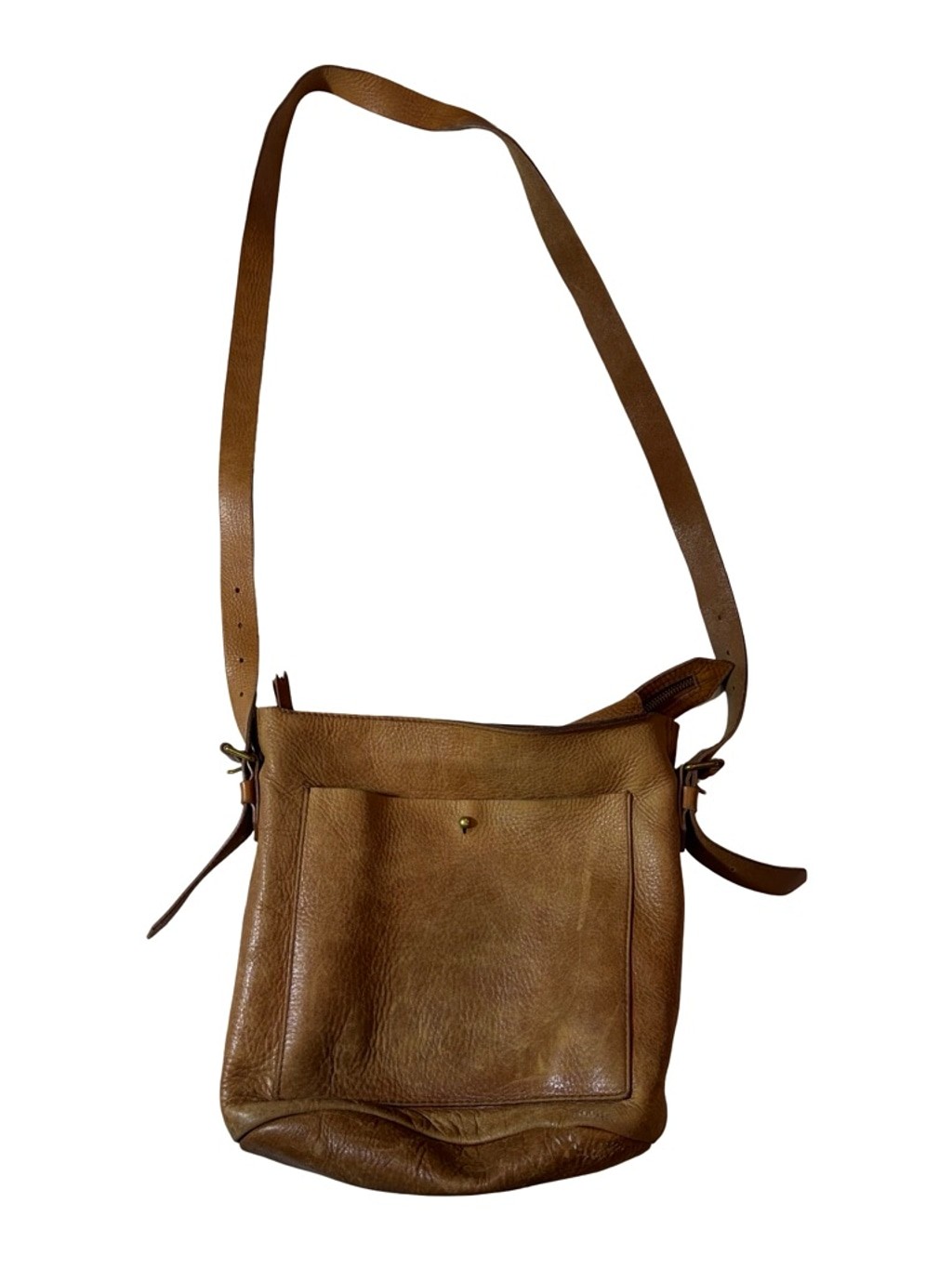 Madewell Tan Brown Leather Crossbody Bag Zip Top Messenger Shoulder Purse