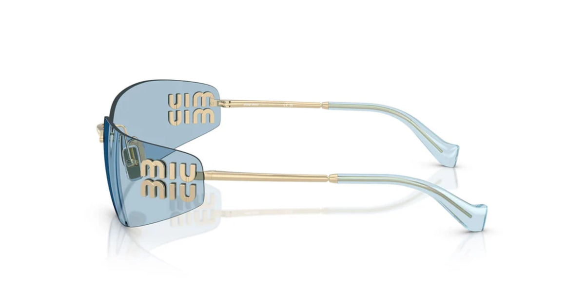 Miu Miu MU A51S ZVN10P Unisex Rectangle Sunglasses in Gold with