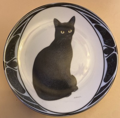 Vintage Keramik German von Hans Ruttimann schwarze Katze Teller Bradford Exchange #3