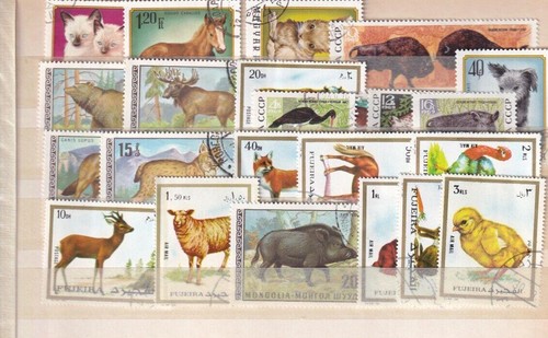 SA17a World Mix selection of used stamps with Wild and Domestic Animals - 第 1/1 張圖片