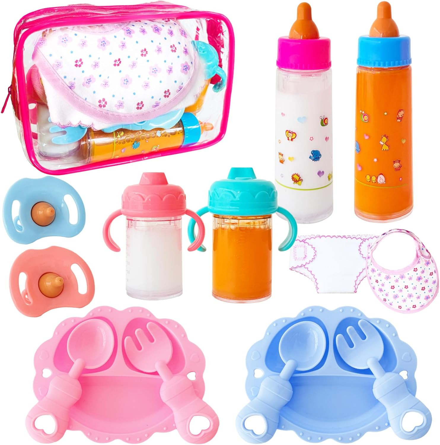 15 Pcs Baby Doll Accessories Magic Bottle Set,Doll Feeding S