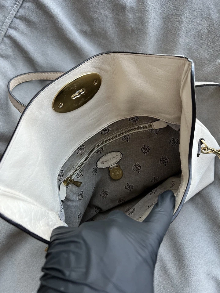 Mulberry 390207 Bolso de Hombro Cartera Cuero Grano Completo Marfil Vintage Foto 4 de 4