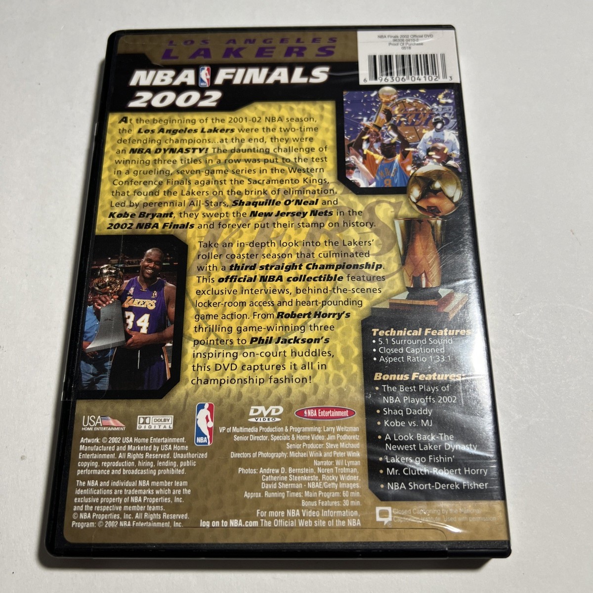 Los Angeles Lakers: 2001-2002 NBA Champions (DVD, 2002) for