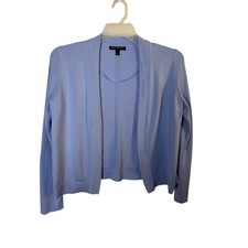 Banana Republic Women Large Blue Open Front Cardigan Cotton Rayon Knit Sweater