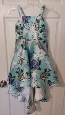 Speechless Kids Mint Blue Floral High Low Formal Party Dress Size 8