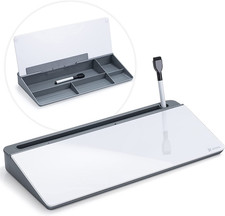 Glass Desk Whiteboard with Storage, Desktop Organizer To-Do List Memo Notepad Dr
