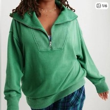 Aerie Down To Earth Quarter Zip Green