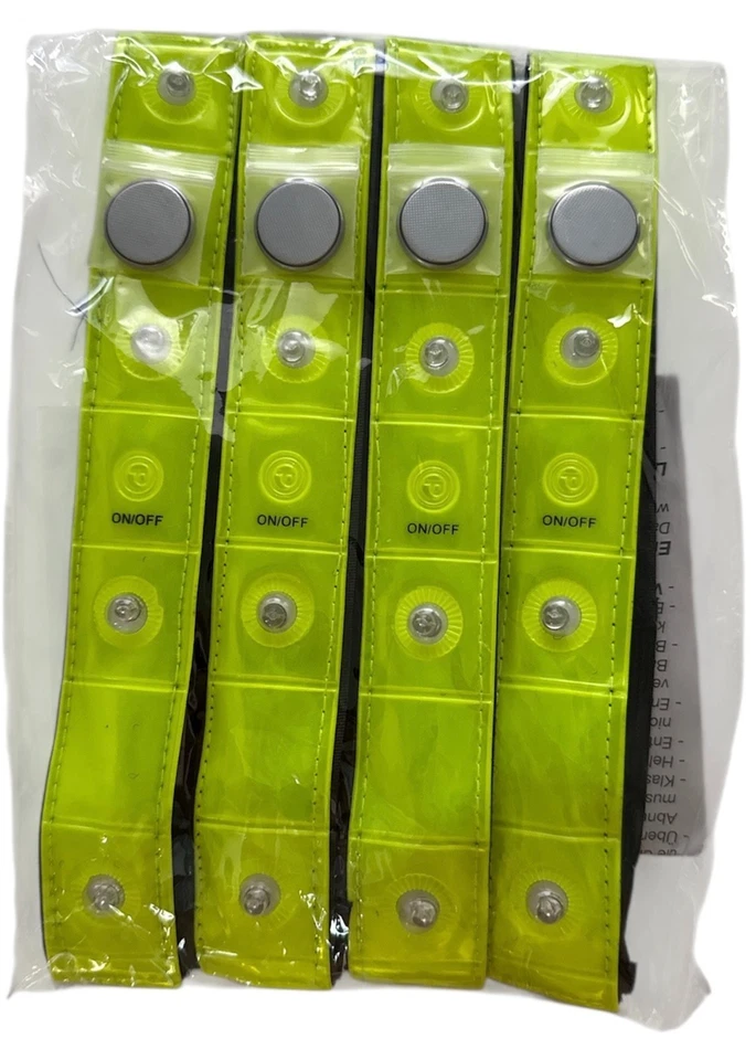 Sparpaket 4 Stück LED Reflektorbänder mit Batterien und Klettverschlüssen - Bild 3 von 4