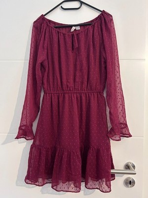 H&M Divided Chiffonkleid Himbeere Gr 38 Rüschen Wie Neu