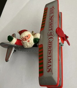 Hallmark The Spirit of Christmas Santa In Bi-Plane Ornament 1982 Classic In Box