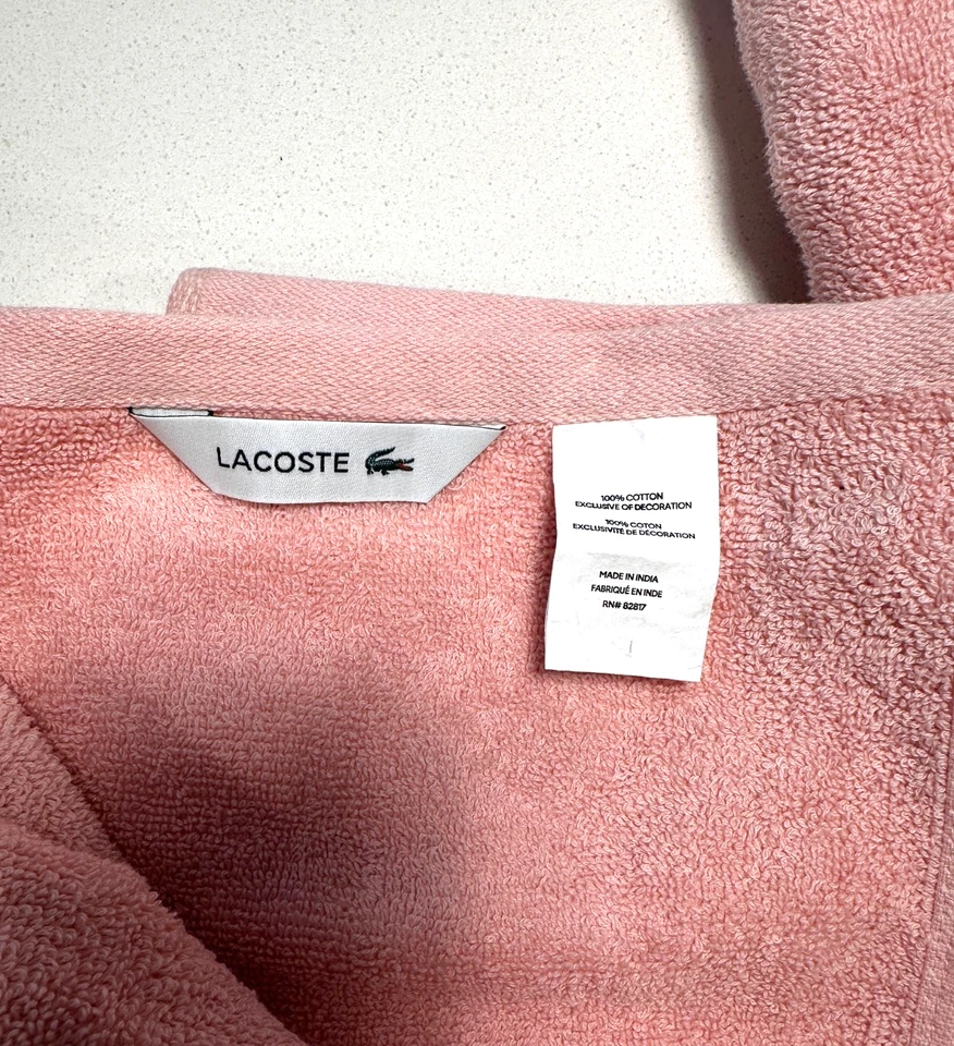 NWT LACOSTE Light PINK Cotton Bath Towels 30"x 52" Big Crocodile Logo Set Of 2 - Image 4 of 4