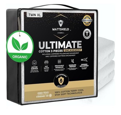 MATTSHIELD Ultimate Sensitive Skin 3-Piece Kit   Twin XL Size Bed Bug Mattress
