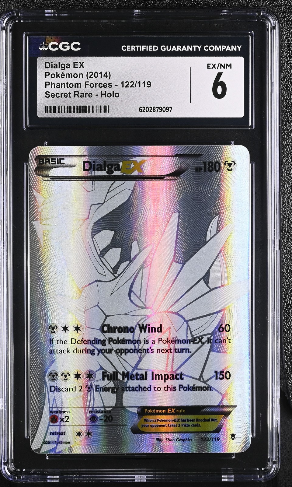 CGC 6 Dialga EX 122/119 Phantom Forces Secret Rare Holo Pokemon Card