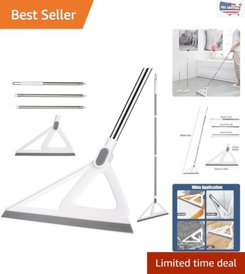 Innovative Silicone Sweeper & Squeegee - Lightweight & Long Handle Cleaning Tool