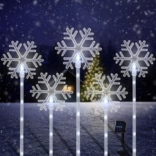Christmas Outdoor Decorations, Snowflake Pathway Lights, 5 Pack
