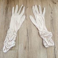 Vintage 50s 60s Tan Dress Gloves Formal Embroidered Mad Men Pinup