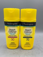 Lot of 2 Neutrogena Beach Defense Sunscreen Lotion SPF 70  SPF 30 6.7oz