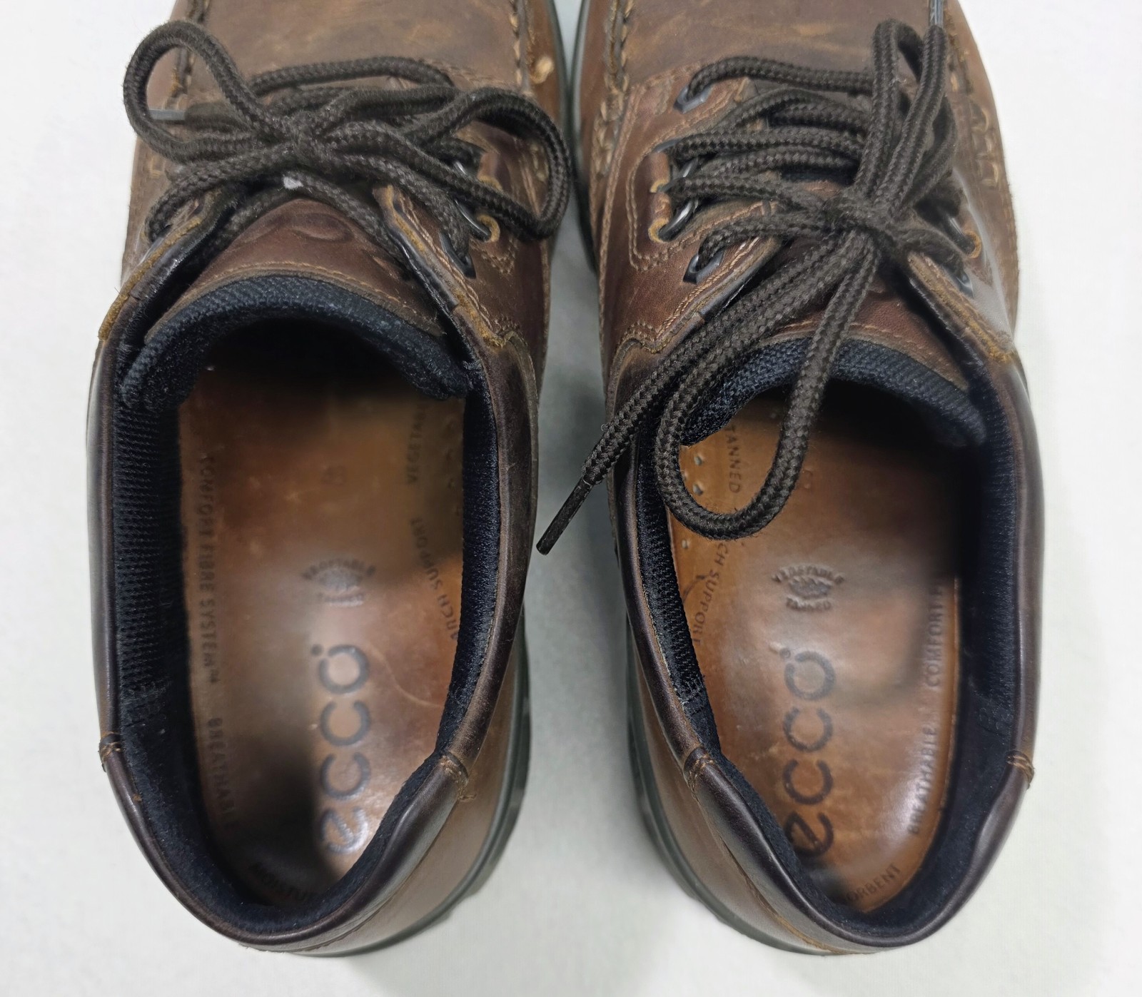 Ecco Track 2 GTX Waterproof Low Shoes Brown Leather Mens Size EU 45 US 9 to 9.5