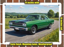 Metal Sign - 1969 Plymouth Road Runner 35 Oil Painting - 14x10
