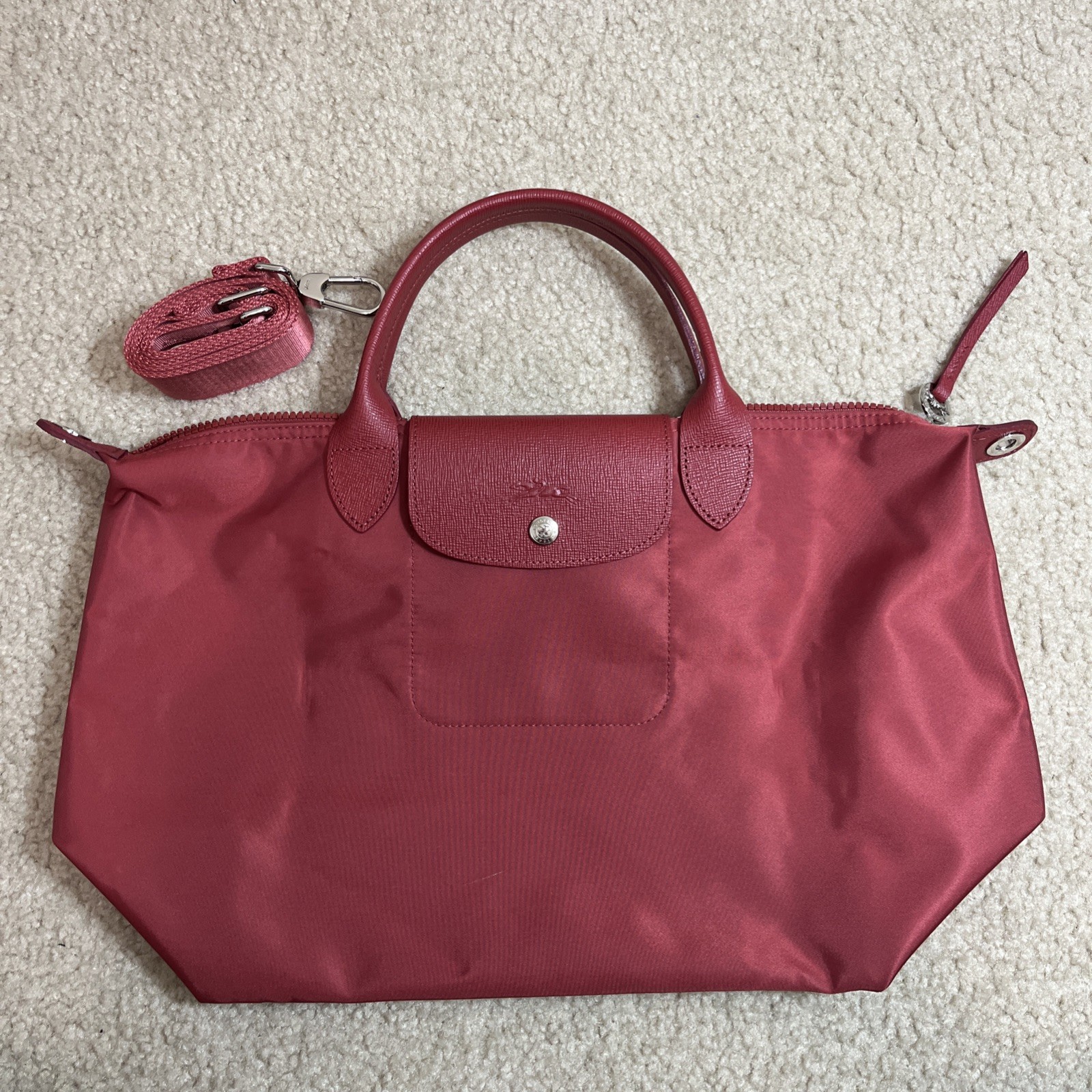 Longchamp Le Pliage 2WAY Handbag Red Wine
