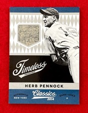 Herb Pennock 2014 Classics Timeless Treasures Game Used Jersey Relic #d/99