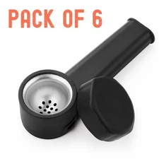 ( Pack of 6 ) 3.5" Silicone Tobacco Smoking Pipe with Lid Black Hand Pipes Bowl