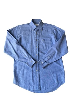Yves Saint Laurent Shirt Mens 38-15 Blue Embroidered Logo YSL - Image 1 of 4