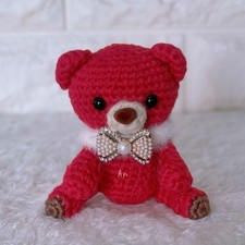Amigurumi Sitting bear 4 in Christmas red Plush Self made ornaments Figures