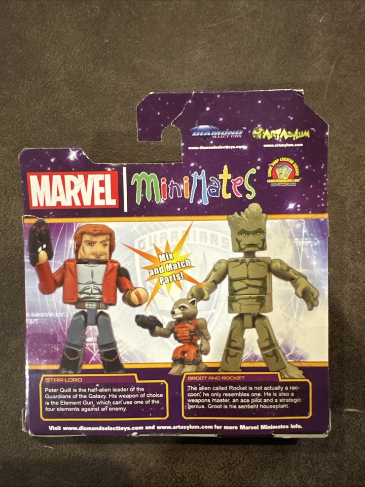 Minimates Marvel Guardianes de la Galaxia Star-Lord, Rocket, Groot Walgreens Exc Foto 2 de 4