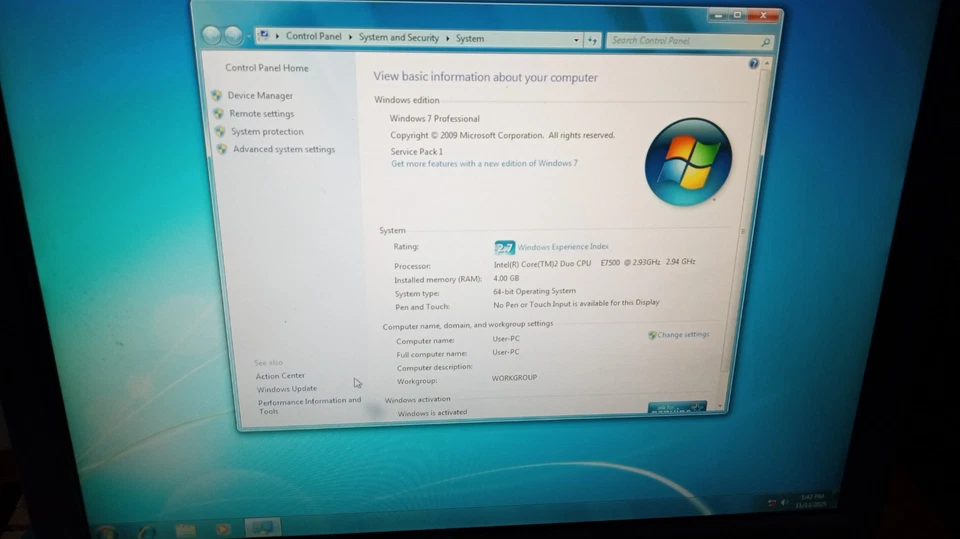 Lenovo Thinkcentre 7269 Desktop with Intel Core 2 Duo E7500 Windows 7 Pro 4GB - Image 2 of 4