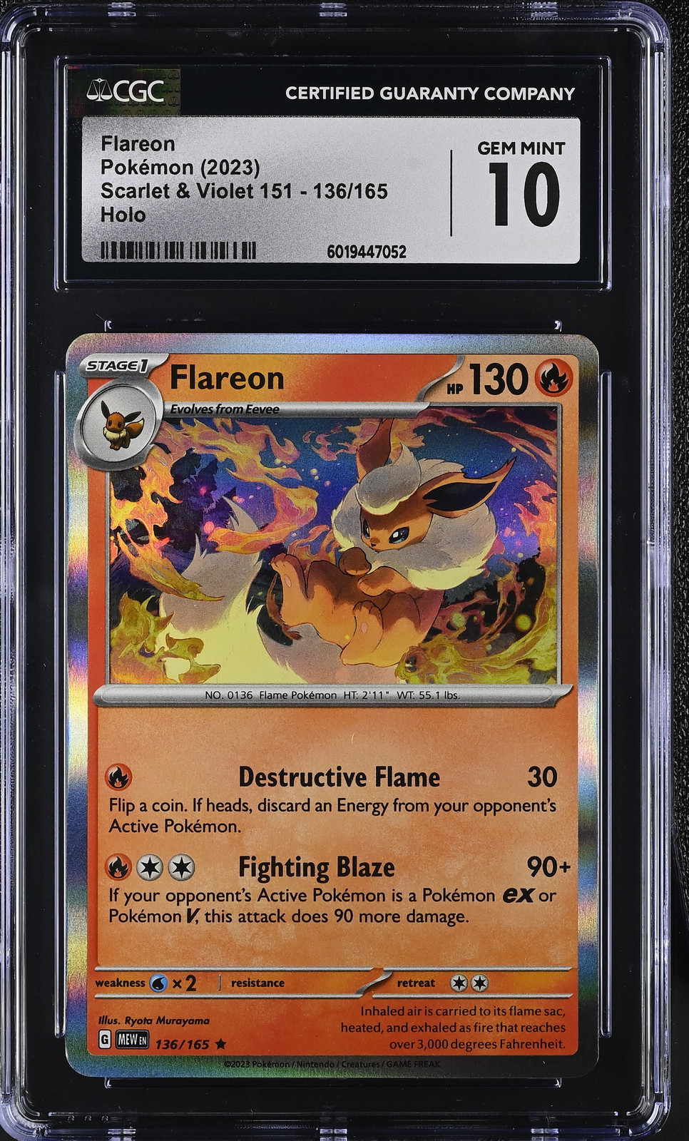 Pokémon Flareon #136/165 English CGC 10 2023 Pokémon Scarlet & Violet 151