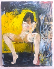 Gothic Oil Painting Interior Girl Figure Modern 22”x28” Canvas Art