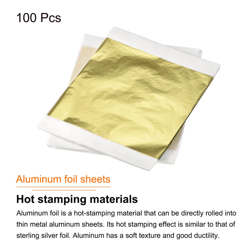 Hoja de lámina de hoja de oro, papeles de hoja de oro, paquete de 100 de 5,5 x 5,5 pulgadas Foto 3 de 4