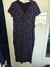 Black Floral Bodycon Midi Dress V-Neck Womens Size XL Maternity