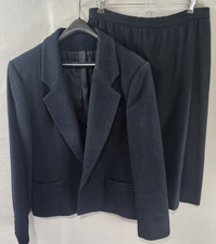 Wool Skirt Suit - Black - Size 12 - Unbranded - Vintage Office Wear