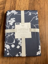Marks and Spencer Cherry Blossom Double Deep Fitted Sheet Blue Mix M&S New