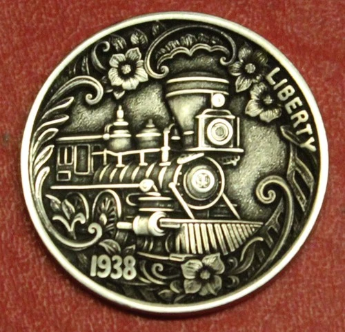 HOBO Buffalo Nickel Train Flower Scroll Real US Nickel