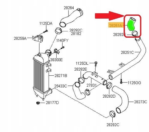 TUBO MANGUERA INTERCOOLER TURBO HYUNDAI I30 KIA CEED 1.6 CRDi 282522A601 28252-2A601 - Imagen 6 de 6